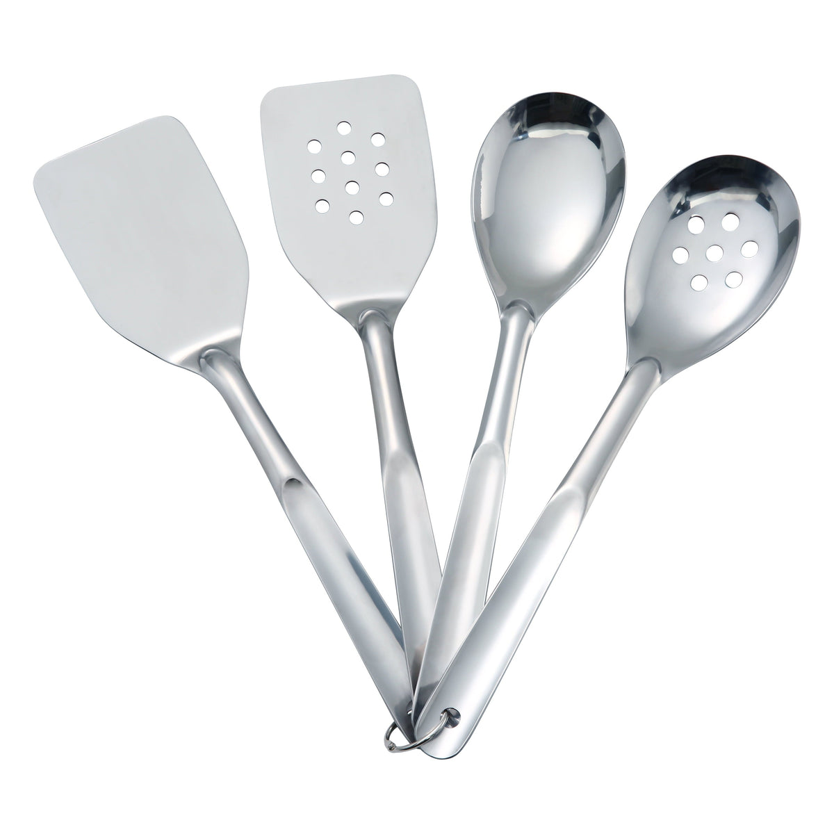 Mainstays Stainless Steel 4-Piece Utensil Set: Includes Spatula, Slotted Spatula, Spoon, and Slotted Spoon - Image 4